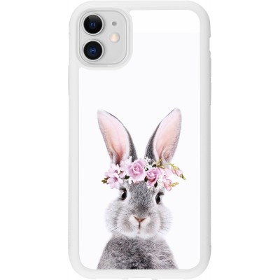 Coque iPhone 11 - Silicone rigide blanc Easter 2023 flower bunny