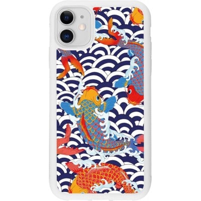 Coque iPhone 11 - Silicone rigide blanc Easter 2023 japanese fish