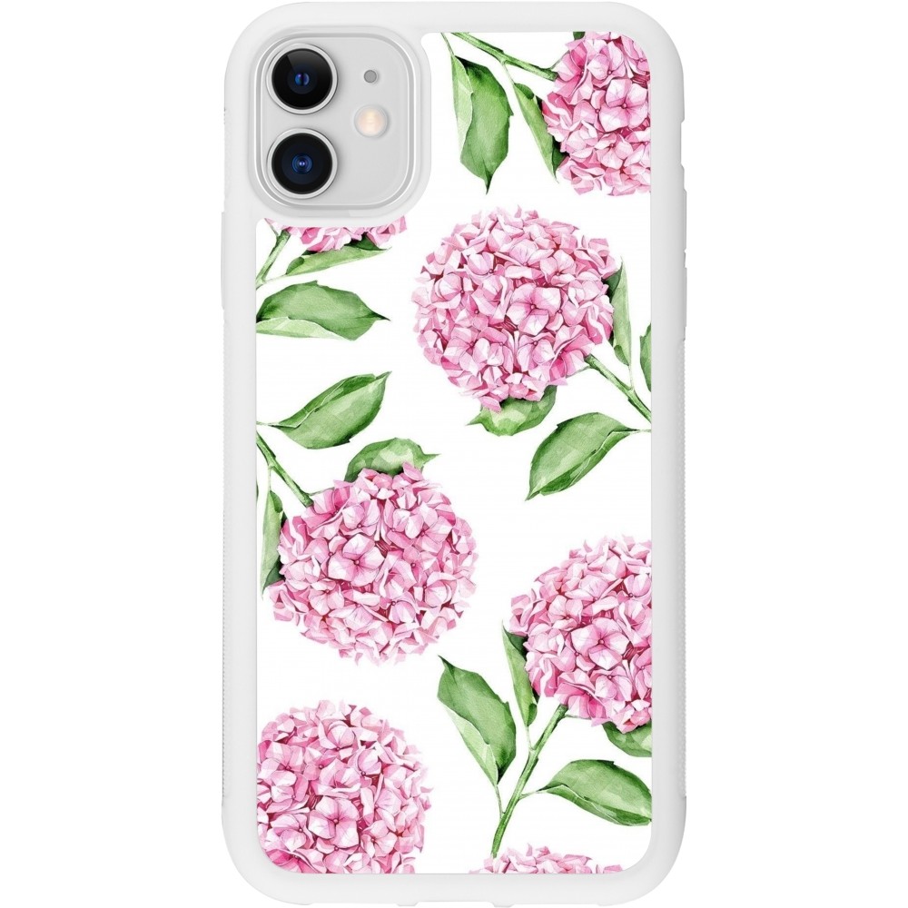 Coque iPhone 11 - Silicone rigide blanc Easter 2024 pink flowers