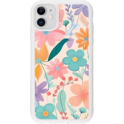 Coque iPhone 11 - Silicone rigide blanc Easter 2024 spring flowers