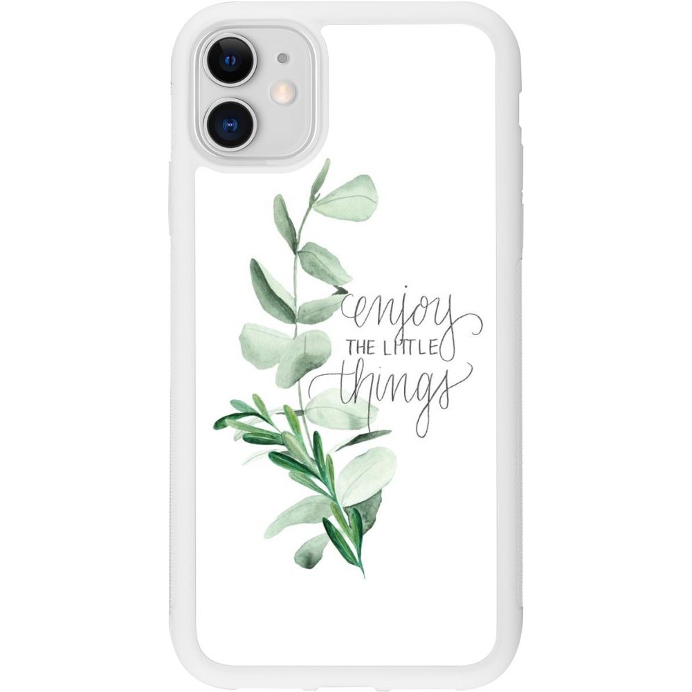 Coque iPhone 11 - Silicone rigide blanc Enjoy the little things