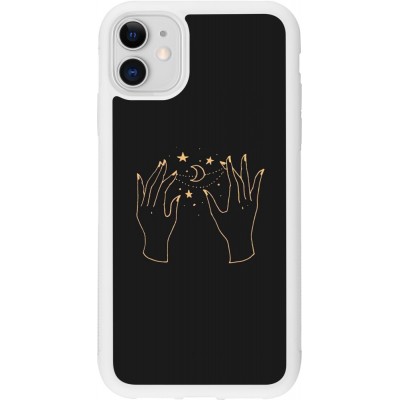 Coque iPhone 11 - Silicone rigide blanc Grey magic hands