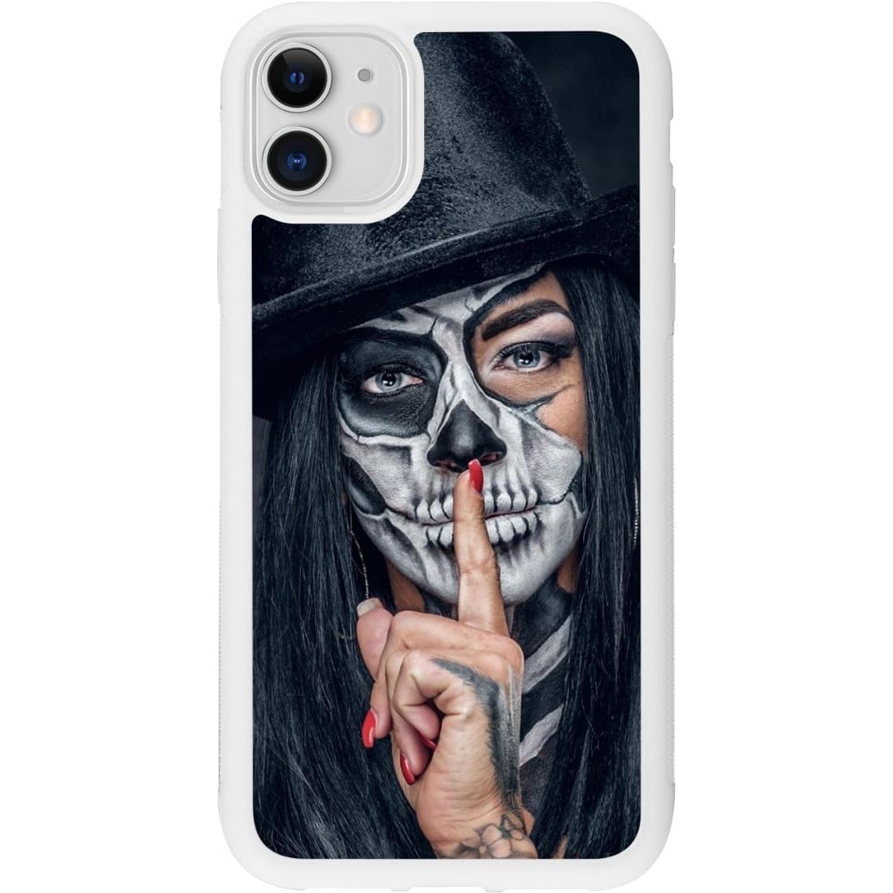 Coque iPhone 11 - Silicone rigide blanc Halloween 18 19