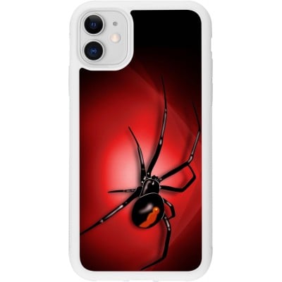 Coque iPhone 11 - Silicone rigide blanc Halloween 2023 spider black widow