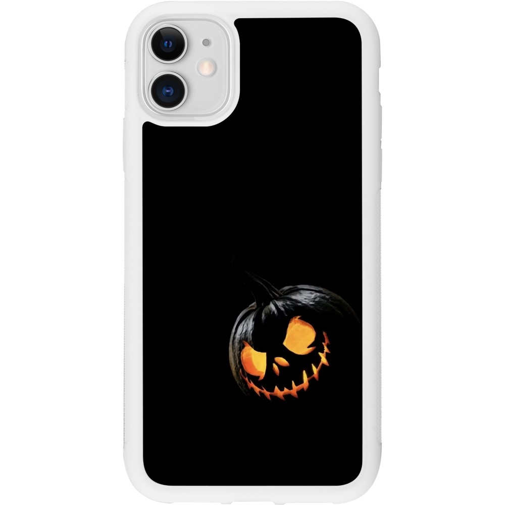 Coque iPhone 11 - Silicone rigide blanc Halloween 2023 discreet pumpkin