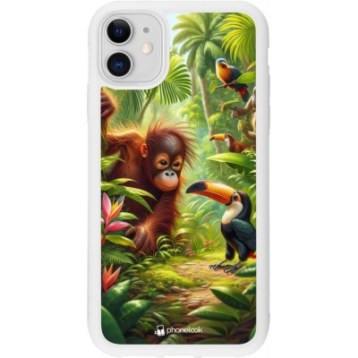 Coque iPhone 11 - Silicone rigide blanc Jungle Tropicale Tayrona