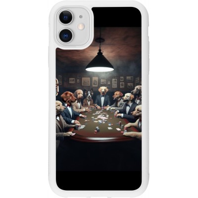 Coque iPhone 11 - Silicone rigide blanc Les pokerdogs