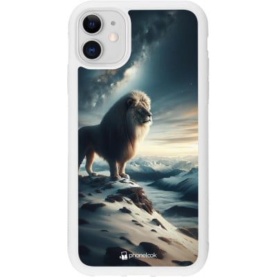 Coque iPhone 11 - Silicone rigide blanc Le lion blanc