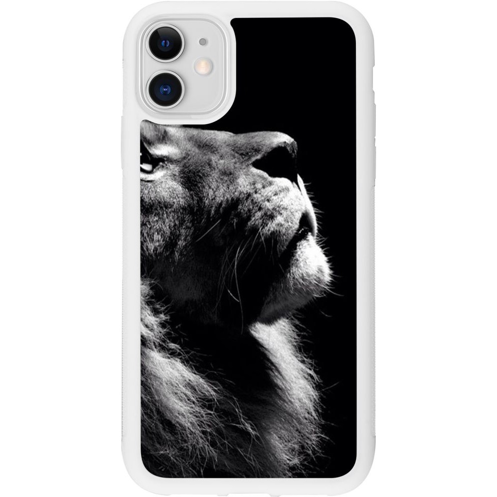 Coque iPhone 11 - Silicone rigide blanc Lion looking up