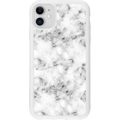 Coque iPhone 11 - Silicone rigide blanc Marble 01