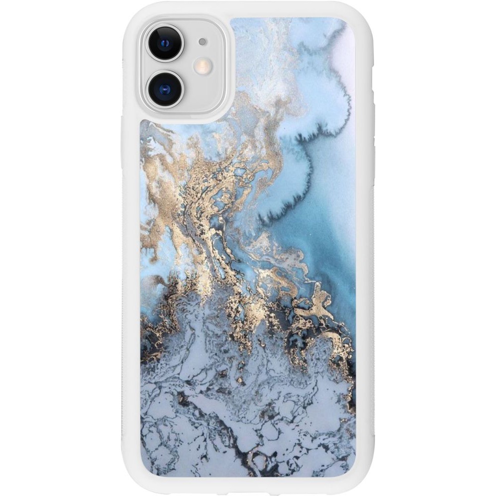 Coque iPhone 11 - Silicone rigide blanc Marble 04