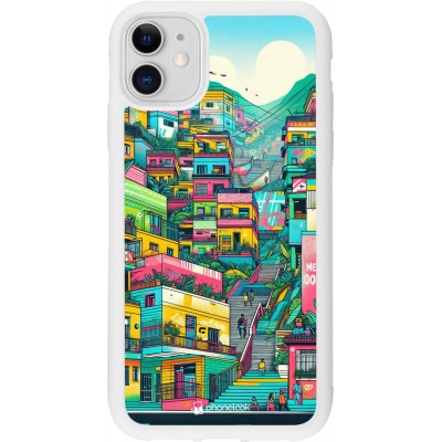 Coque iPhone 11 - Silicone rigide blanc Medellin Comuna 13 Art