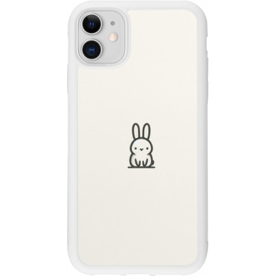 Coque iPhone 11 - Silicone rigide blanc Minimal bunny cutie