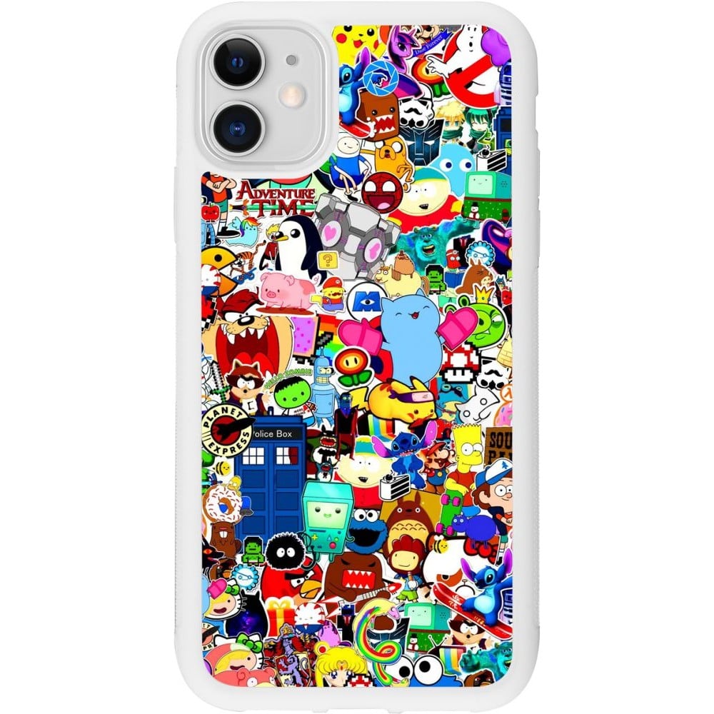 Coque iPhone 11 - Silicone rigide blanc Mixed cartoons