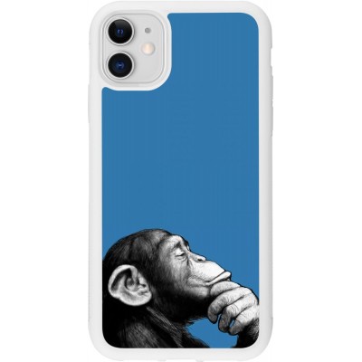 Coque iPhone 11 - Silicone rigide blanc Monkey Pop Art