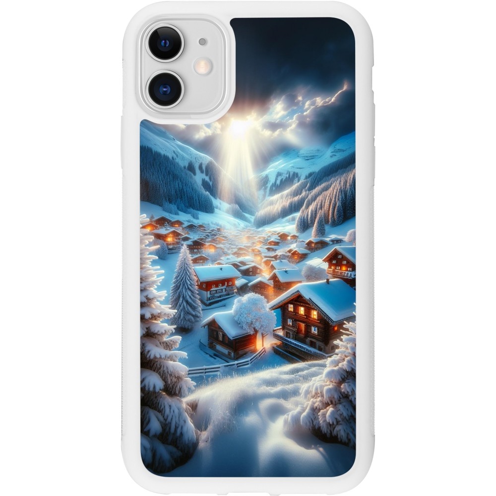 Coque iPhone 11 - Silicone rigide blanc Mont Neige Lumière