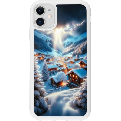 Coque iPhone 11 - Silicone rigide blanc Mont Neige Lumière