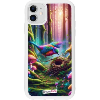 Coque iPhone 11 - Silicone rigide blanc Oiseau Nid Forêt