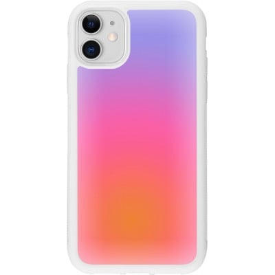 Coque iPhone 11 - Silicone rigide blanc Orange Pink Blue Gradient