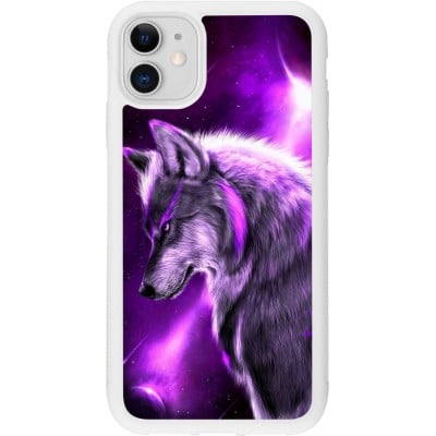 Coque iPhone 11 - Silicone rigide blanc Purple Sky Wolf