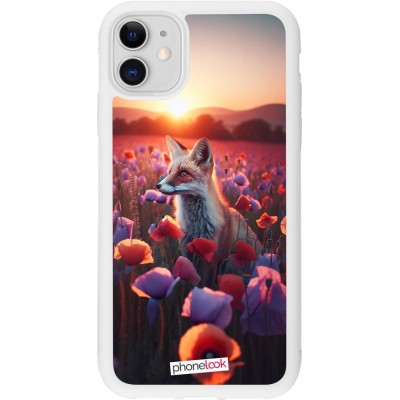 Coque iPhone 11 - Silicone rigide blanc Renard pourpre au crépuscule