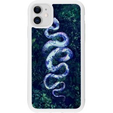 Coque iPhone 11 - Silicone rigide blanc Serpent Blue Anaconda