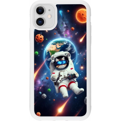 Coque iPhone 11 - Silicone rigide blanc VR SpaceCat Odyssey