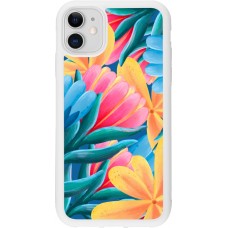 Coque iPhone 11 - Silicone rigide blanc Spring 23 colorful flowers