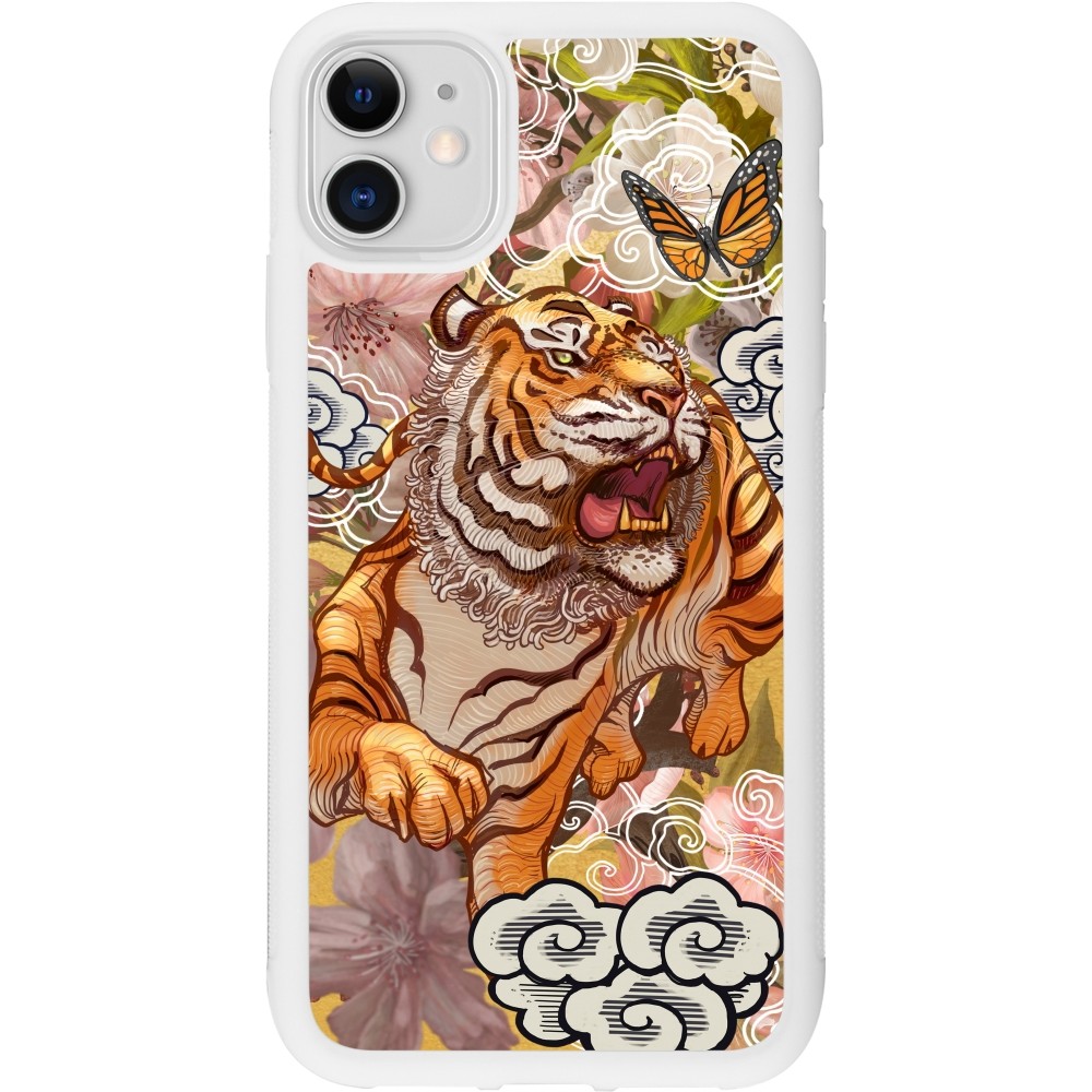 Coque iPhone 11 - Silicone rigide blanc Spring 23 japanese tiger