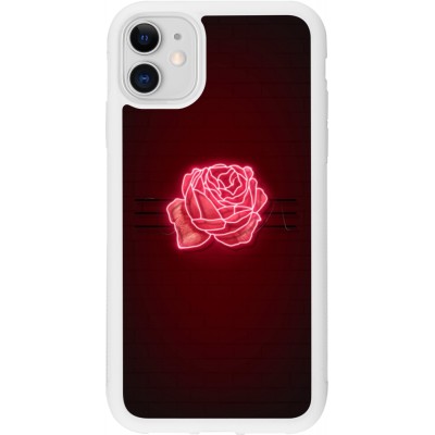 Coque iPhone 11 - Silicone rigide blanc Spring 23 neon rose