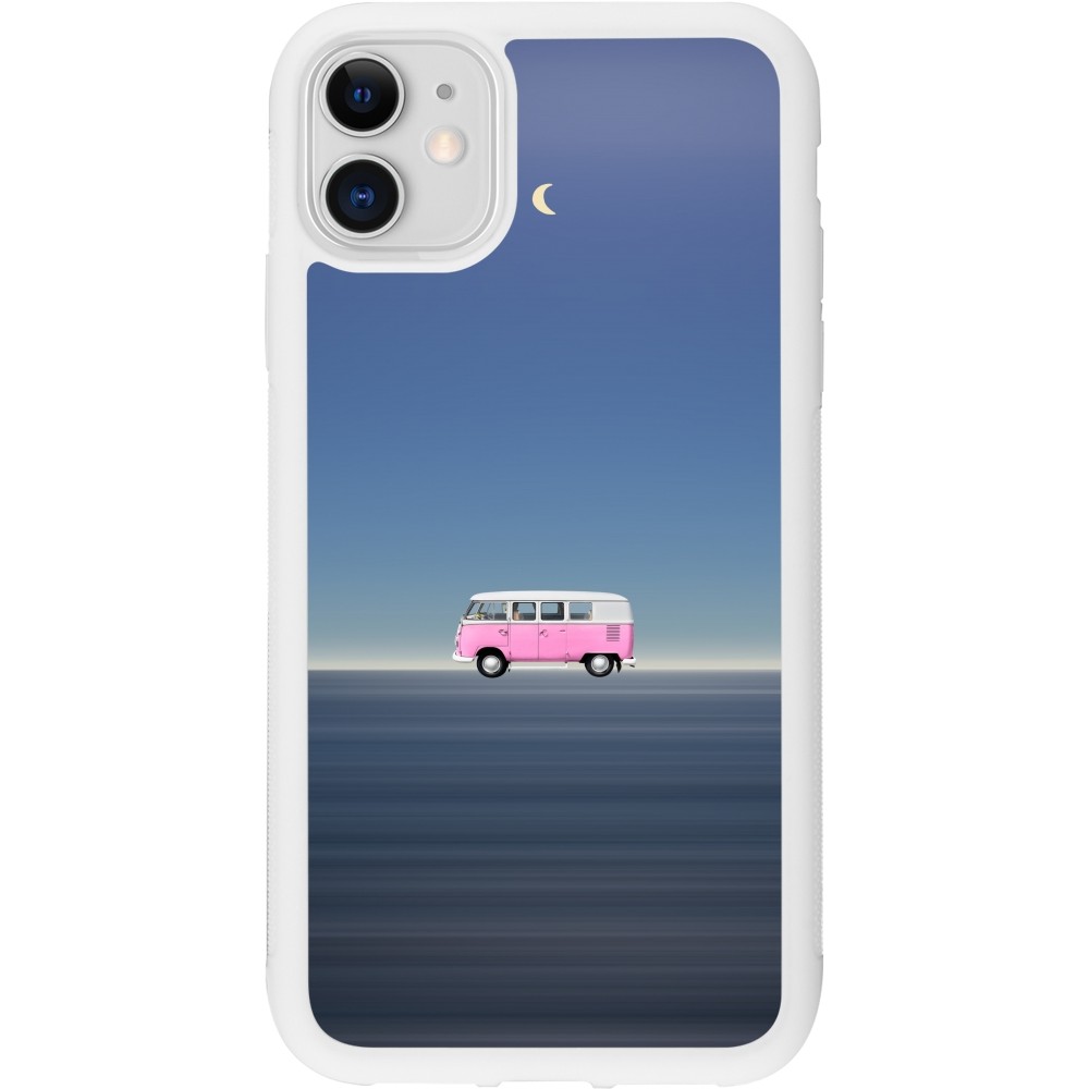 Coque iPhone 11 - Silicone rigide blanc Spring 23 pink bus