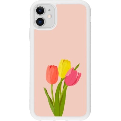 Coque iPhone 11 - Silicone rigide blanc Spring 23 tulip trio