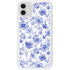 Coque iPhone 11 - Silicone rigide blanc Spring 23 watercolor blue flowers