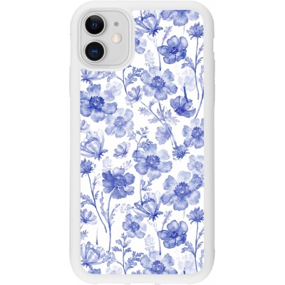 Coque iPhone 11 - Silicone rigide blanc Spring 23 watercolor blue flowers