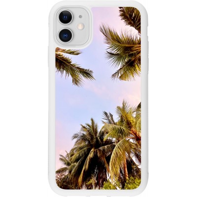 Coque iPhone 11 - Silicone rigide blanc Summer 2023 palm tree vibe