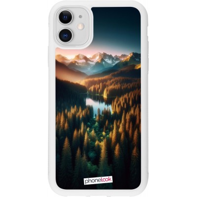 Coque iPhone 11 - Silicone rigide blanc Sunset Forest Lake