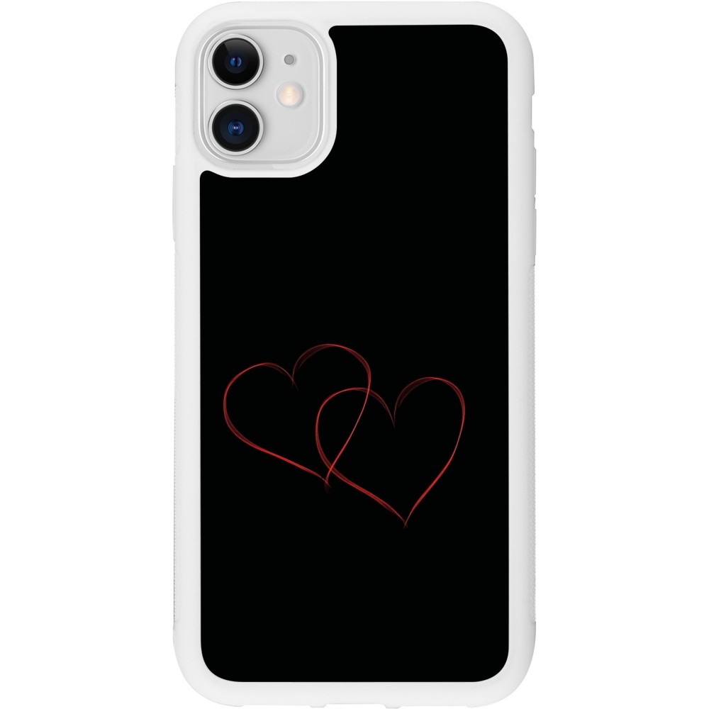 Coque iPhone 11 - Silicone rigide blanc Valentine 2023 attached heart