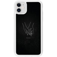 Coque iPhone 11 - Silicone rigide blanc Valentine 2023 hands forever