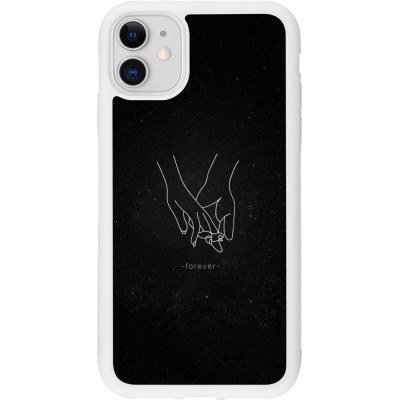 Coque iPhone 11 - Silicone rigide blanc Valentine 2023 hands forever