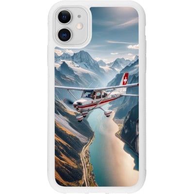 Coque iPhone 11 - Silicone rigide blanc Vol Alpin Suisse