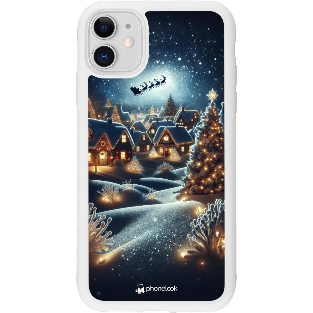 Coque iPhone 11 - Silicone rigide blanc Noël 2023 Christmas is Coming