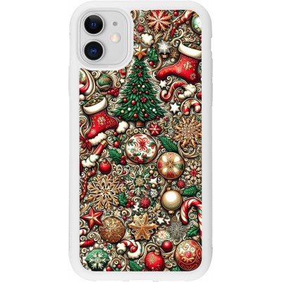 Coque iPhone 11 - Silicone rigide blanc Noël 2023 micro pattern