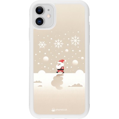 Coque iPhone 11 - Silicone rigide blanc Noël 2023 Minimalist Santa