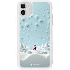 Coque iPhone 11 - Silicone rigide blanc Noël 2023 Petit Père Flocon