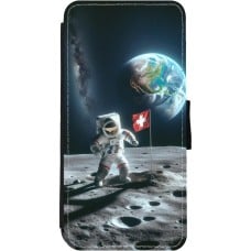 Coque iPhone 11 - Wallet noir Astro Suisse sur lune