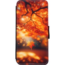 Coque iPhone 11 - Wallet noir Automne Magique Orange