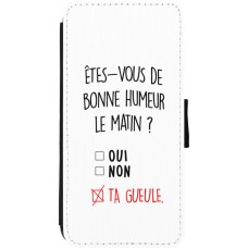 Coque iPhone 11 - Wallet noir Bonne humeur matin