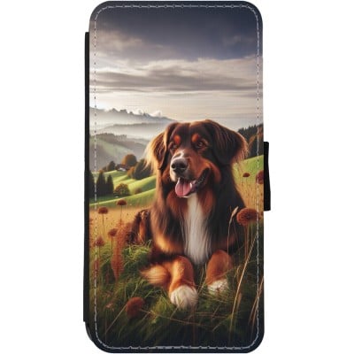 Coque iPhone 11 - Wallet noir Chien Campagne Suisse