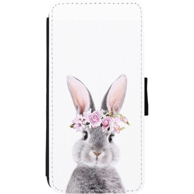 Coque iPhone 11 - Wallet noir Easter 2023 flower bunny