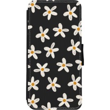 Coque iPhone 11 - Wallet noir Easter 2024 white on black flower